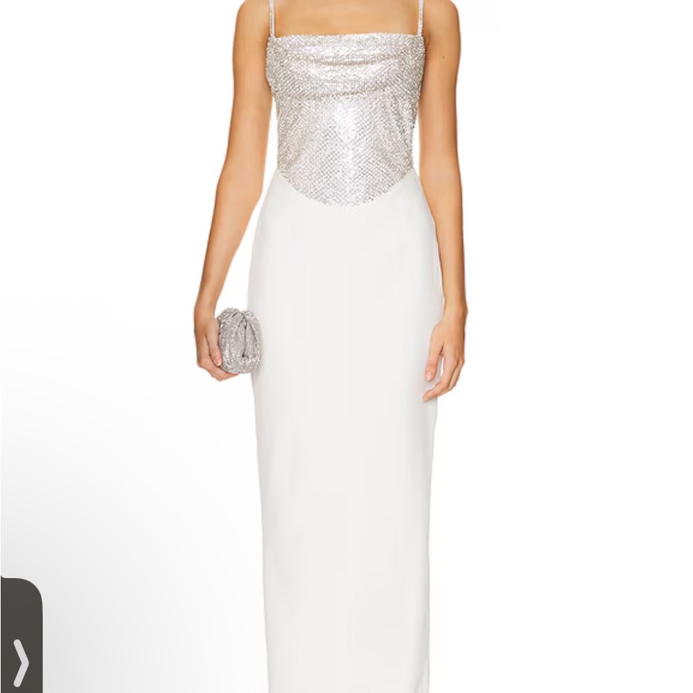 Retrofete Silver and White Maxi Dress